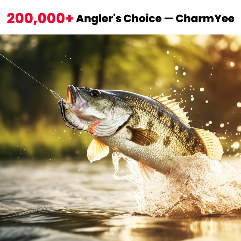 CharmYee Bass Fishing Lure for Freshwater and Saltwater Lifelike Fishing Lures Multi Jointed Swimbait for Bass Trout Crappie Walleye Pike Fishing Gifts for Men-3 Pack - Image 2